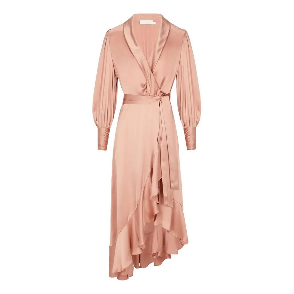Zimmermann Ruffled silk satin wrap dress **SIZE1**